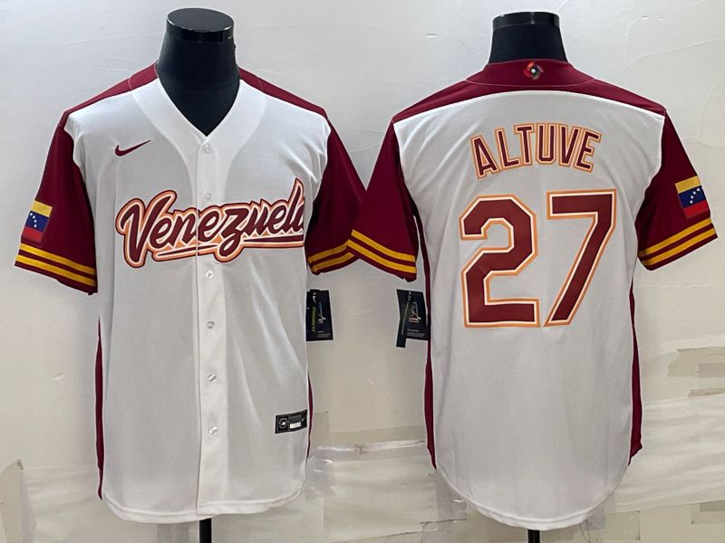 Men 2023 World Cub Venezuela #27 Altuve White Nike MLB Jersey6